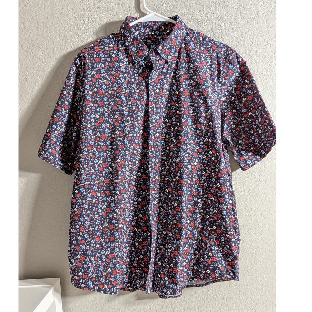 George Men's Classic Fit Micro Floral Short Sleeve Button Down Shirt Size M